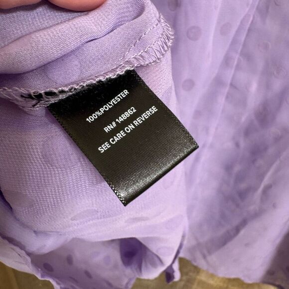 Torrid Bougainvillea Lavender Chiffon Polka Dot Puff Sleeve Top 3X 3 NWT - Picture 5 of 10